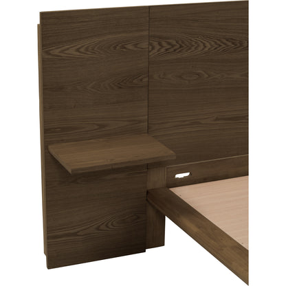 PLATO Bedframe With Side Table - Cocoa (Queen Size)