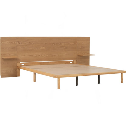 PLATO Bedframe With Side Table - Natural (Queen Size)