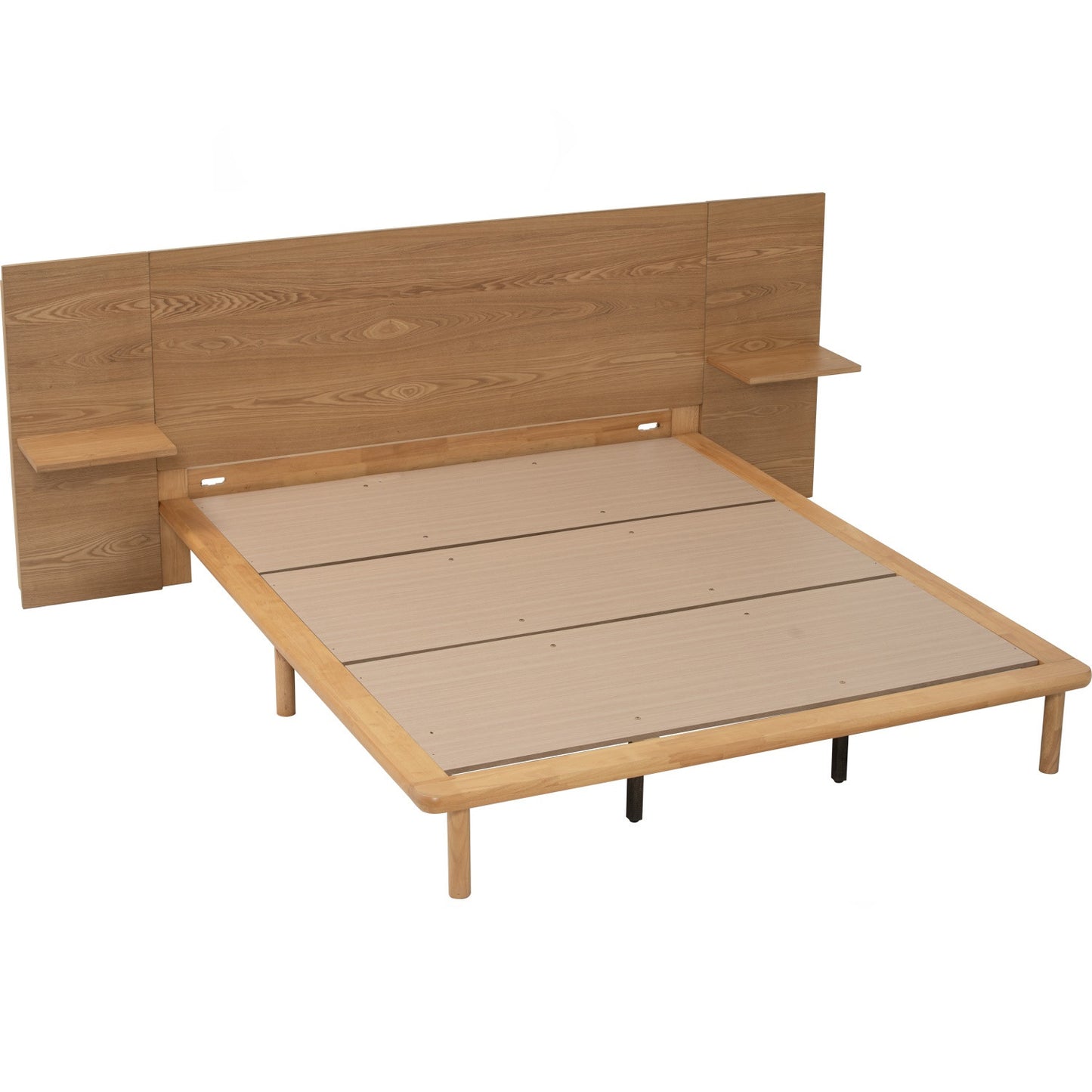 PLATO Bedframe With Side Table - Natural (Queen Size)