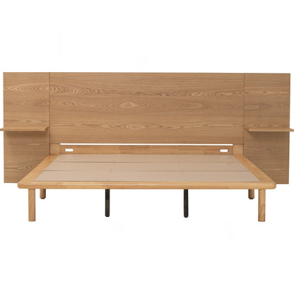 PLATO Bedframe With Side Table - Natural (Queen Size)