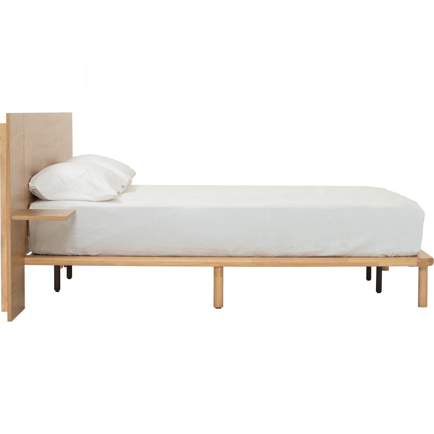 PLATO Bedframe With Side Table - Natural (Queen Size)