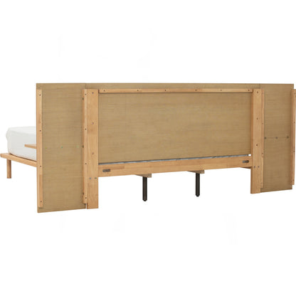 PLATO Bedframe With Side Table - Natural (Queen Size)
