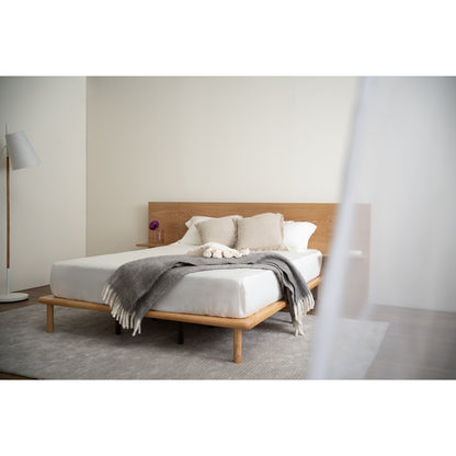 PLATO Bedframe With Side Table - Natural (Queen Size)