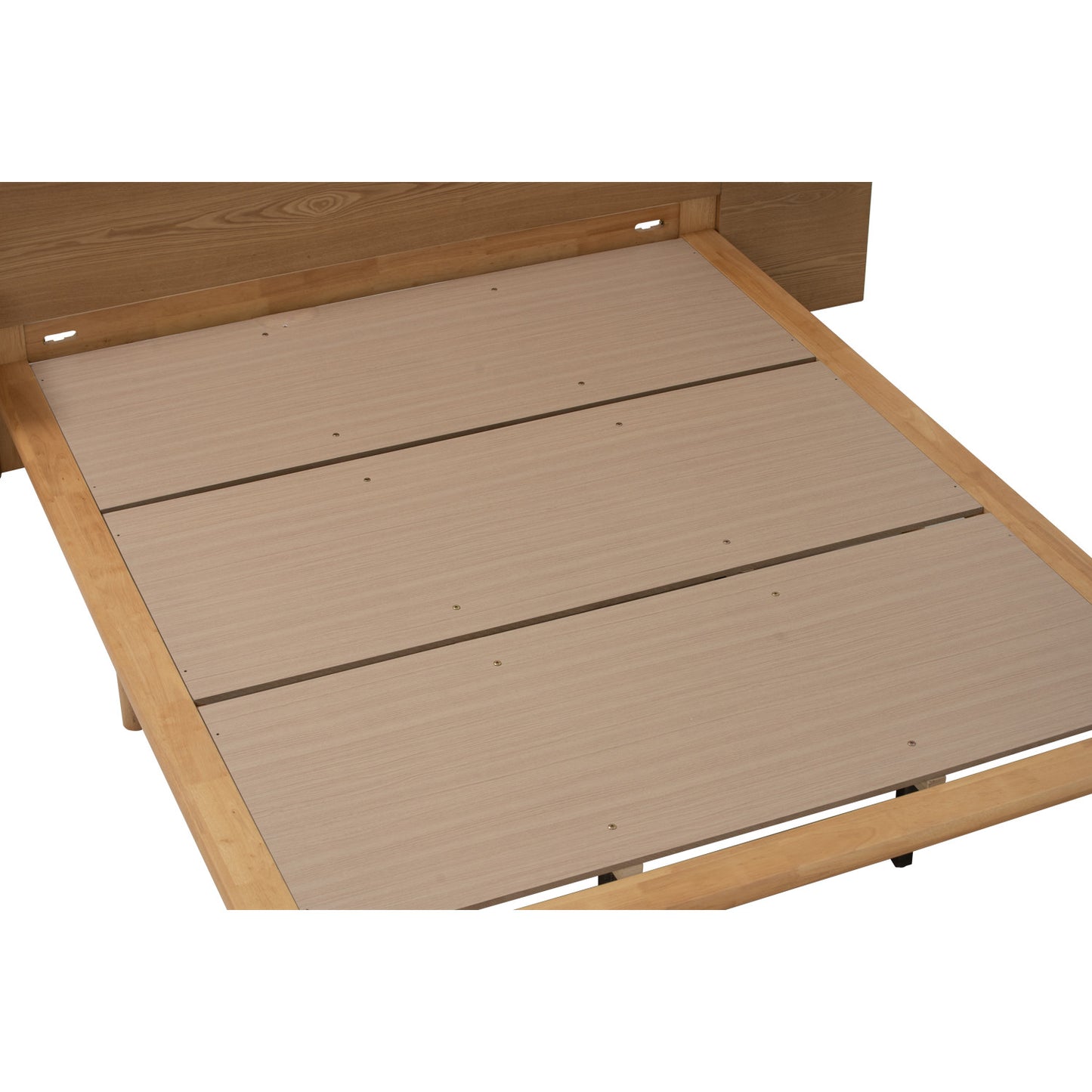 PLATO Bedframe With Side Table - Natural (Queen Size)