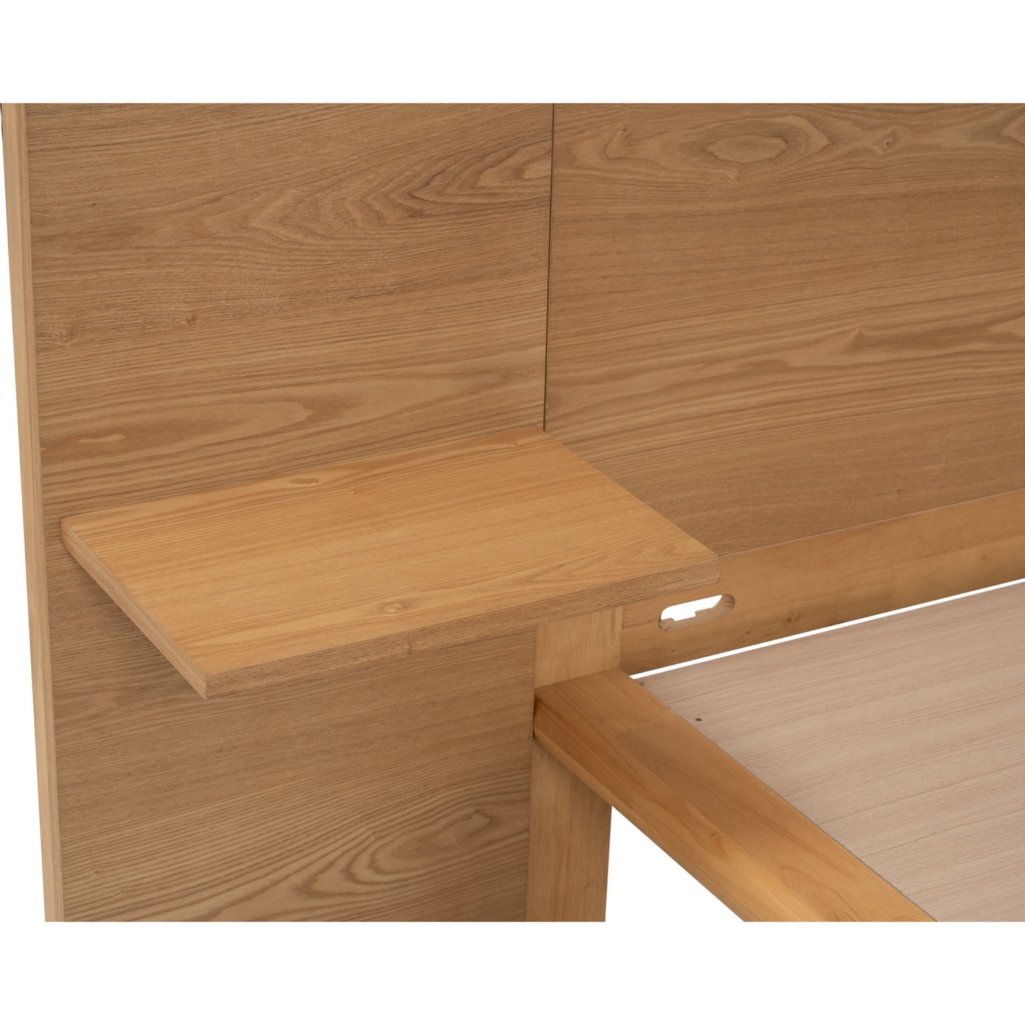 PLATO Bedframe With Side Table - Natural (Queen Size)