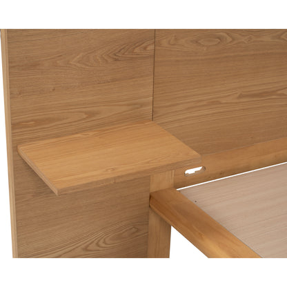 PLATO Bedframe With Side Table - Natural (Queen Size)