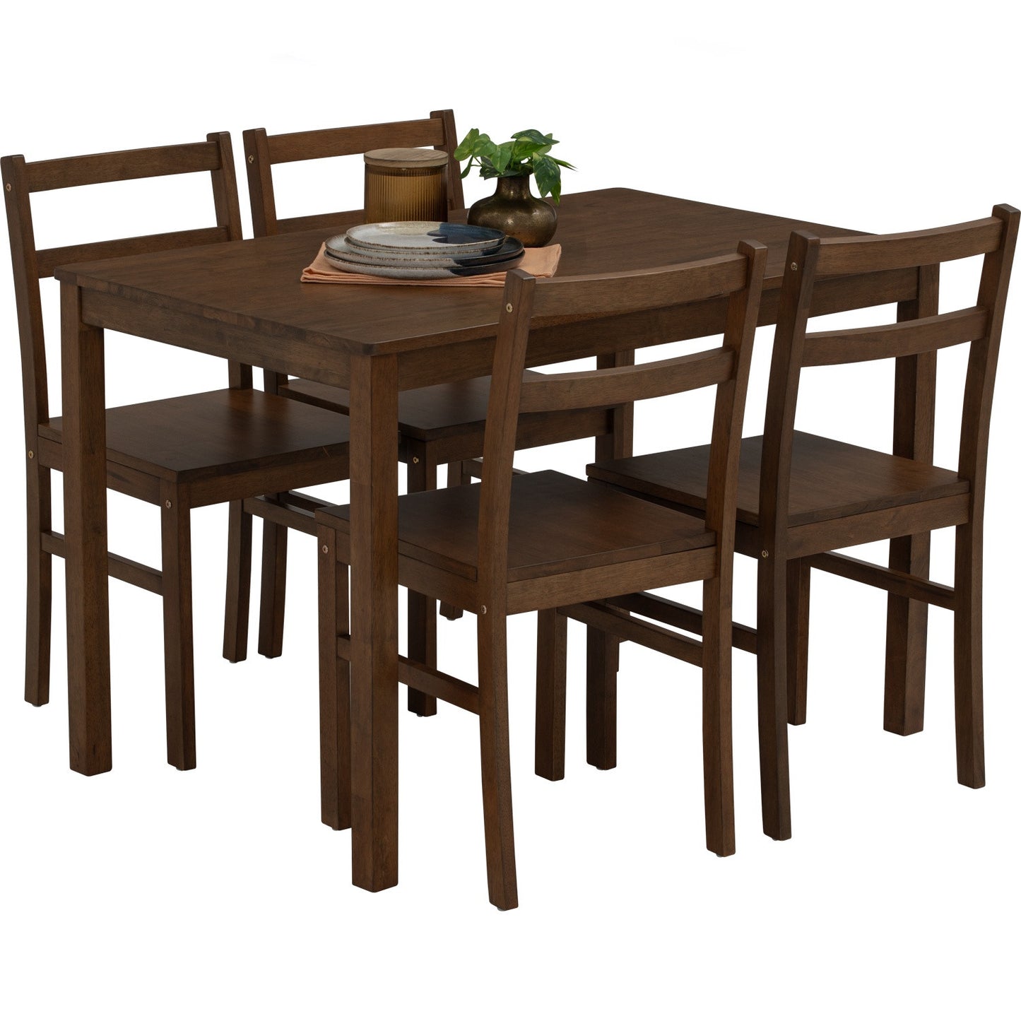 RIVAH Dining Set ( 1 Table + 4 Chair ) - Cocoa