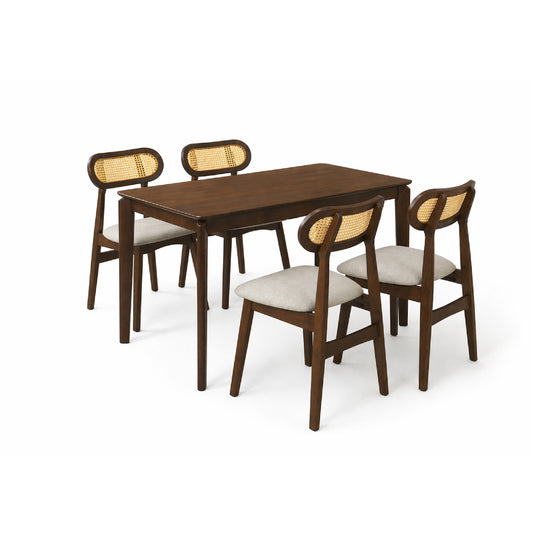 Dining Set ( Targus Table + 4 Hadden Chair ) - Walnut