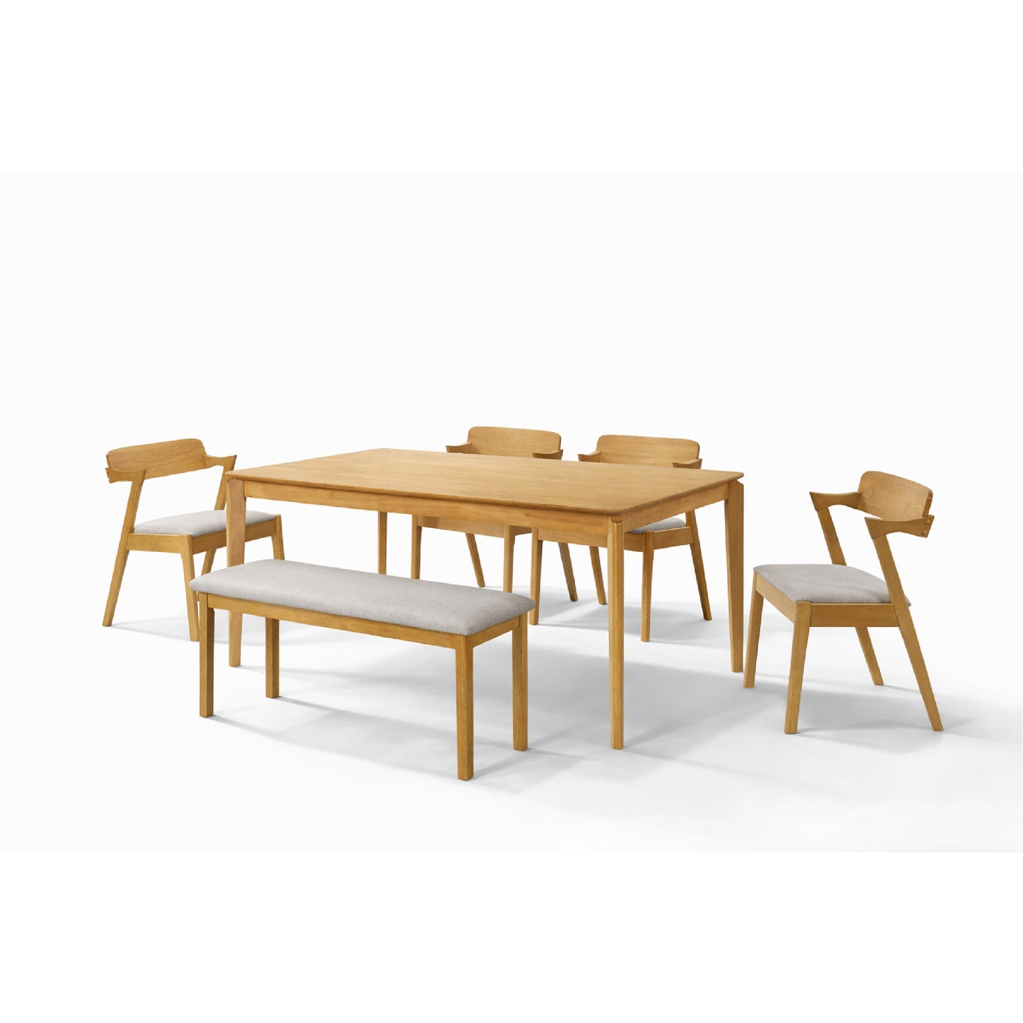 Dining Set ( 1 Targus Table + 4 Paco Chair + Fendi Bench ) - Beech