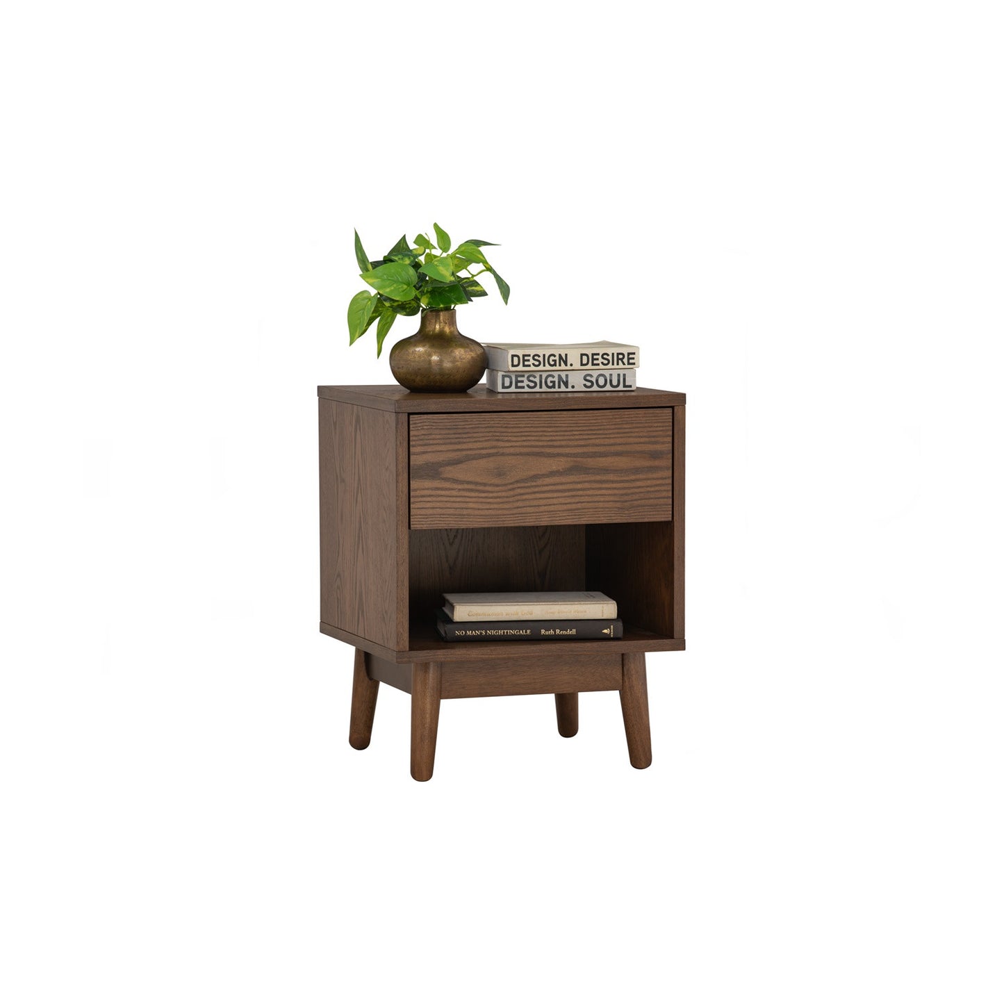 TENRI Bed Side Table - Cocoa (With 1 Drawer)