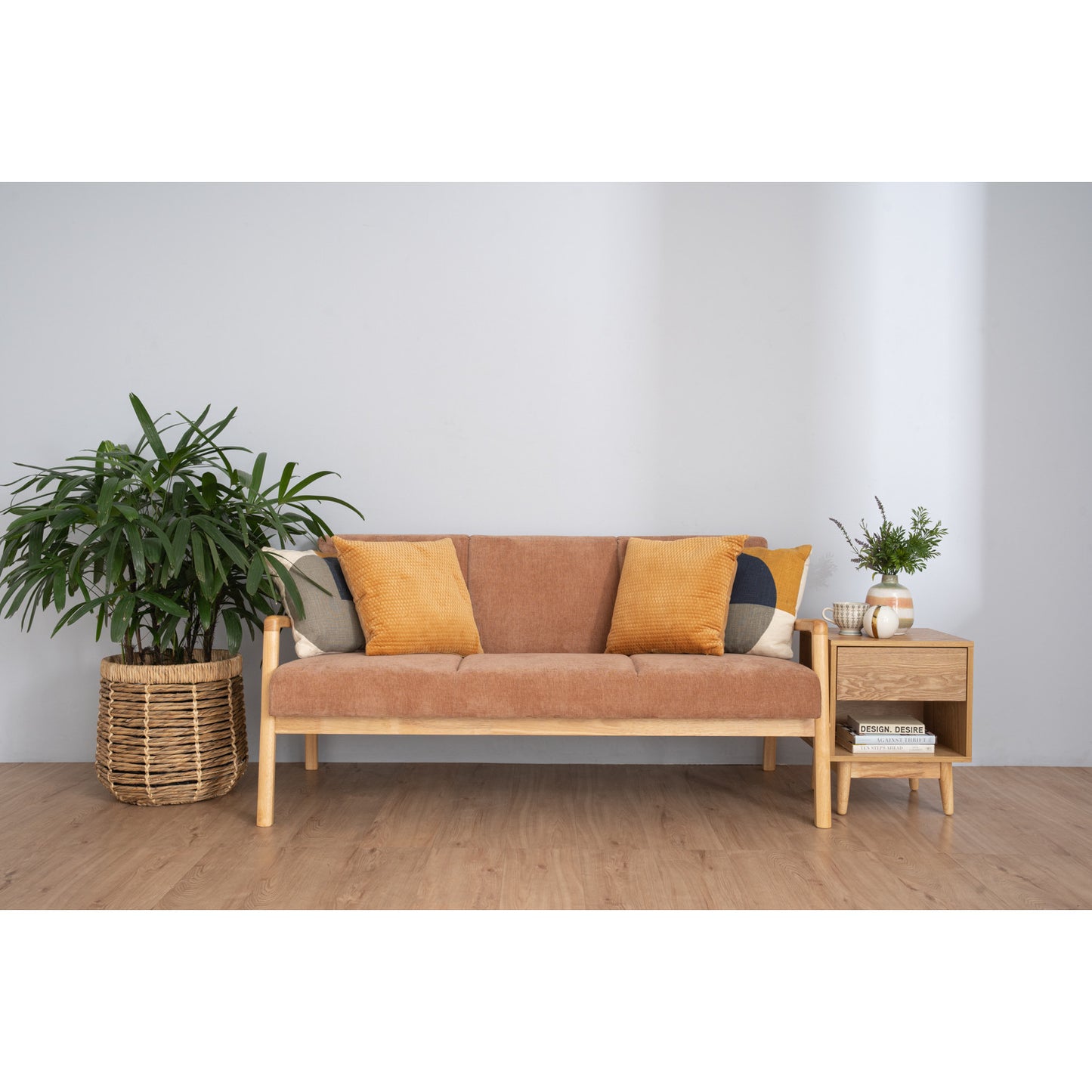 TENRI Bed Side Table - Natural (With 1 Drawer)