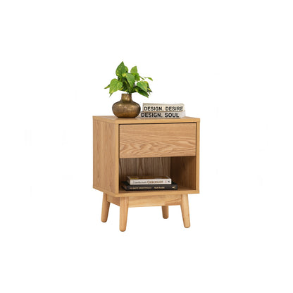 TENRI Bed Side Table - Natural (With 1 Drawer)