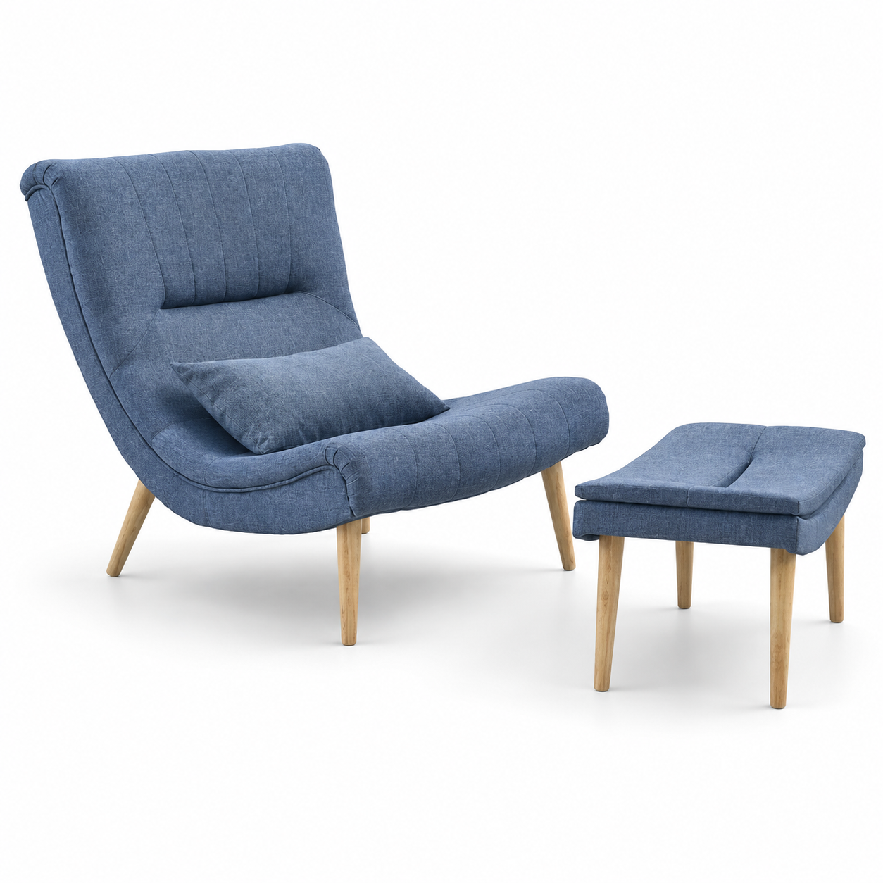 TIMMY Lounge Chair With Stool Blue