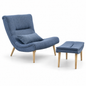 TIMMY Lounge Chair With Stool Blue