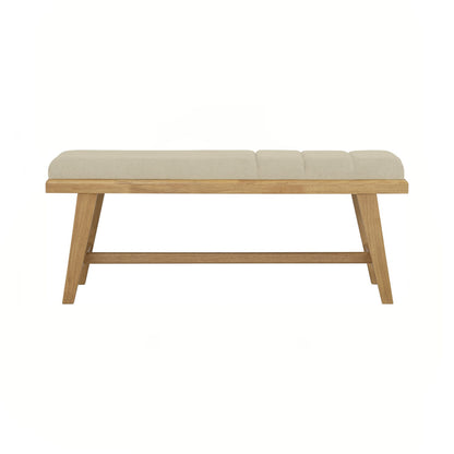 TOMIVA Bench - Natural Leg, Beige Seat (1150L) (Pet Friendly Fabric)