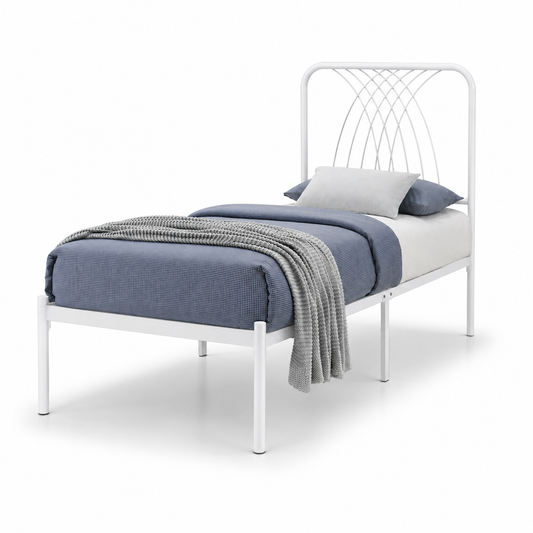 VENICE Metal Bedframe - White (Single Size)