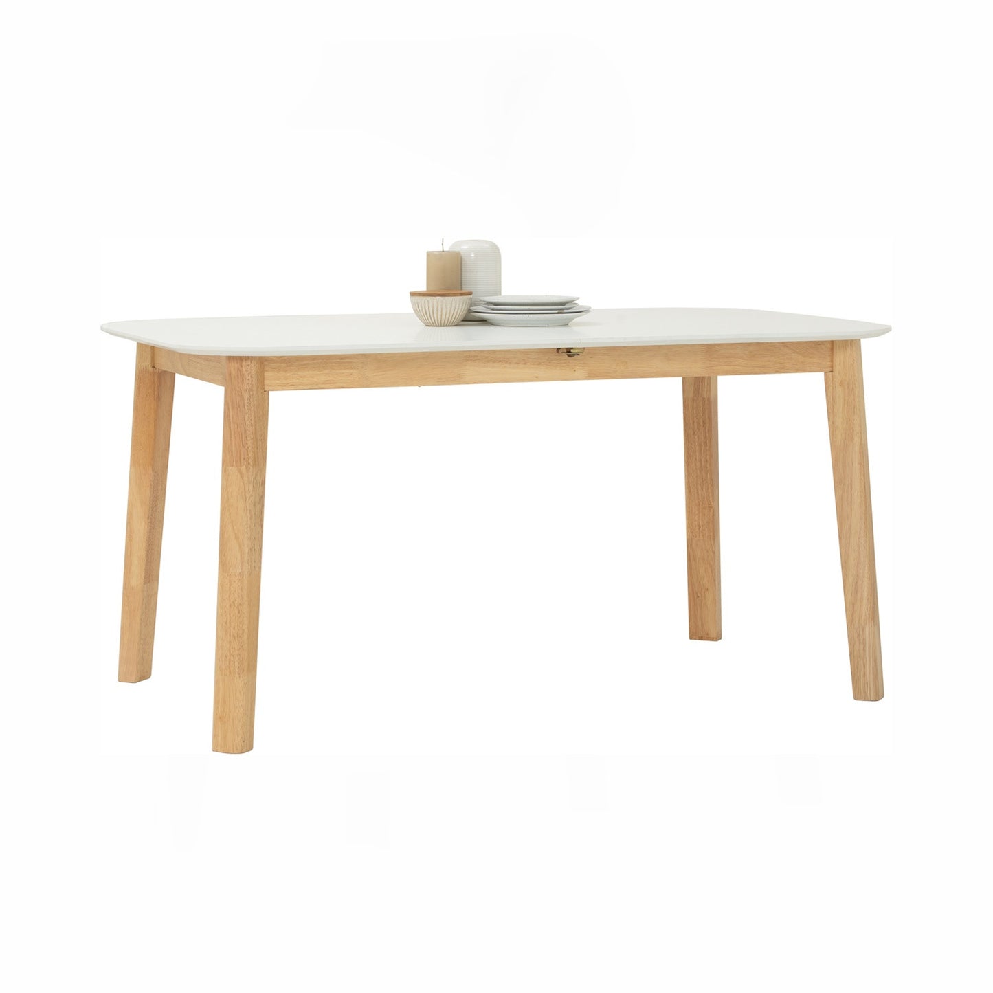 WOYER Extendable Dining Table - Natural Leg, White Top (1500 + 450L)
