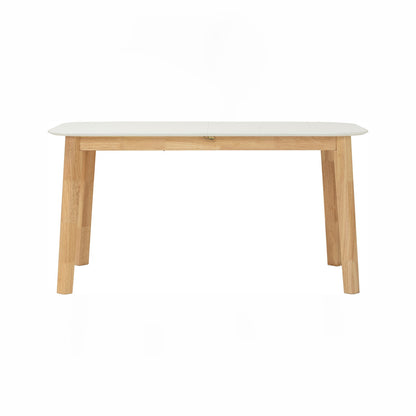 WOYER Extendable Dining Table - Natural Leg, White Top (1500 + 450L)