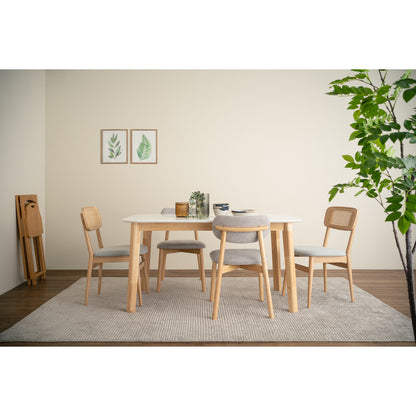 WOYER Extendable Dining Table - Natural Leg, White Top (1500 + 450L)