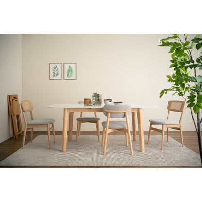 WOYER Extendable Dining Table - Natural Leg, White Top (1500 + 450L)
