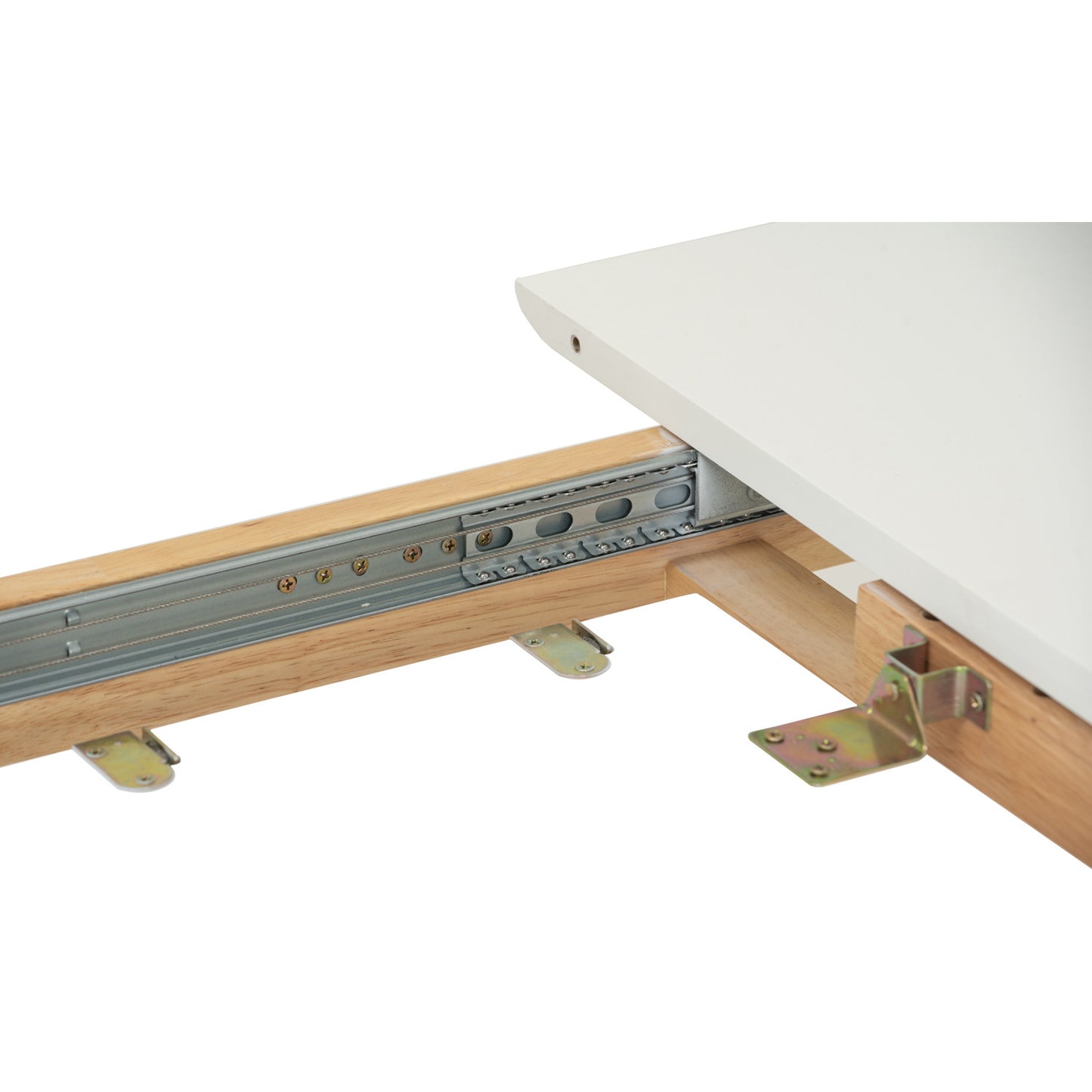 WOYER Extendable Dining Table - Natural Leg, White Top (1500 + 450L)