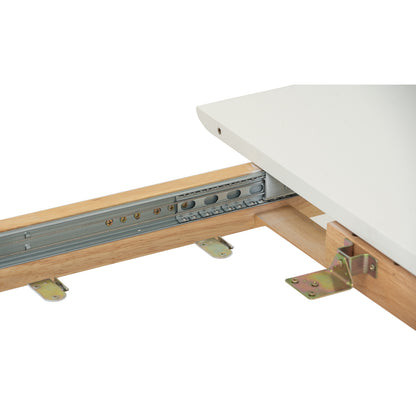 WOYER Extendable Dining Table - Natural Leg, White Top (1500 + 450L)