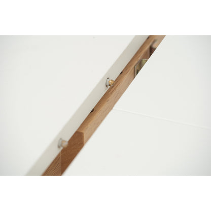 WOYER Extendable Dining Table - Natural Leg, White Top (1500 + 450L)