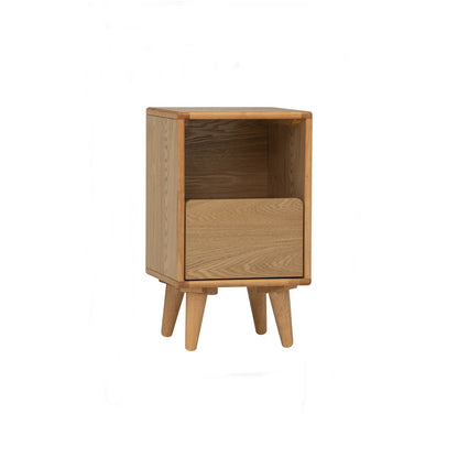 YARA Bed Side Table - Natural (With 1 Drawer + LED Light)