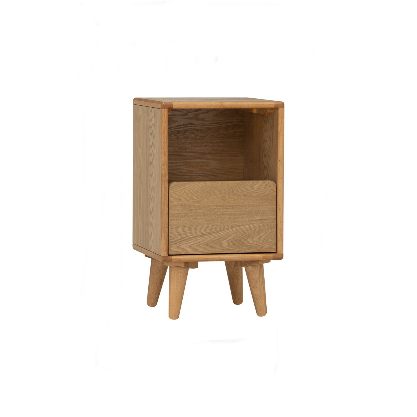 YARA Bed Side Table - Natural (With 1 Drawer + LED Light)