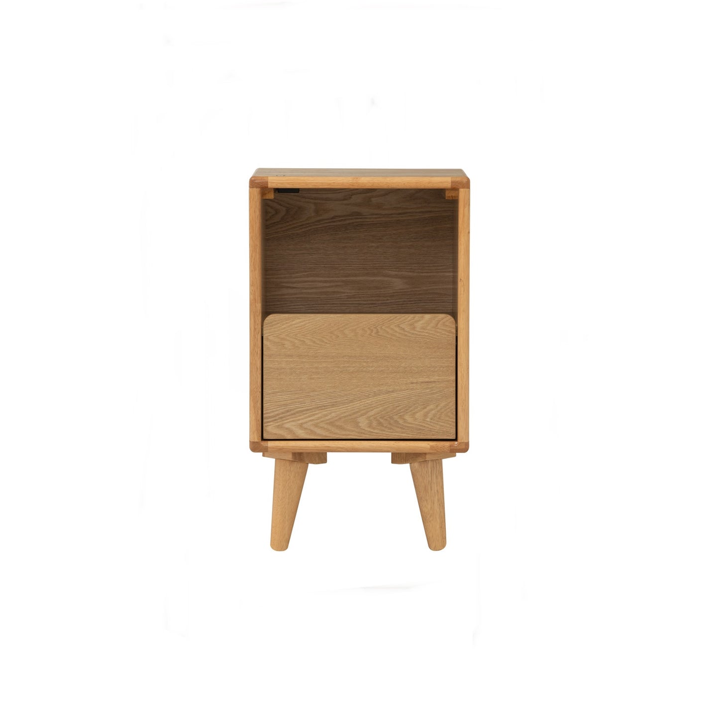 YARA Bed Side Table - Natural (With 1 Drawer + LED Light)