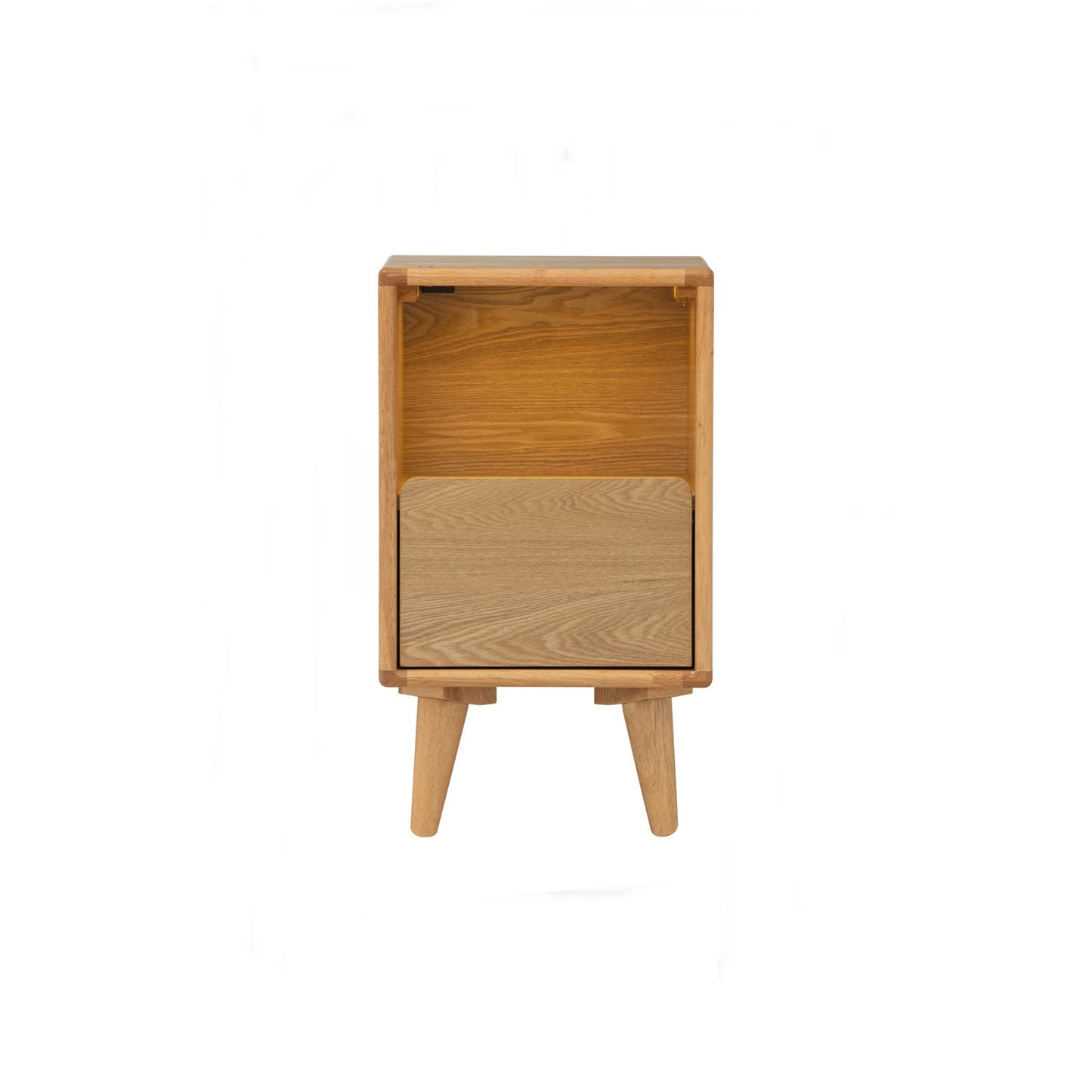 YARA Bed Side Table - Natural (With 1 Drawer + LED Light)