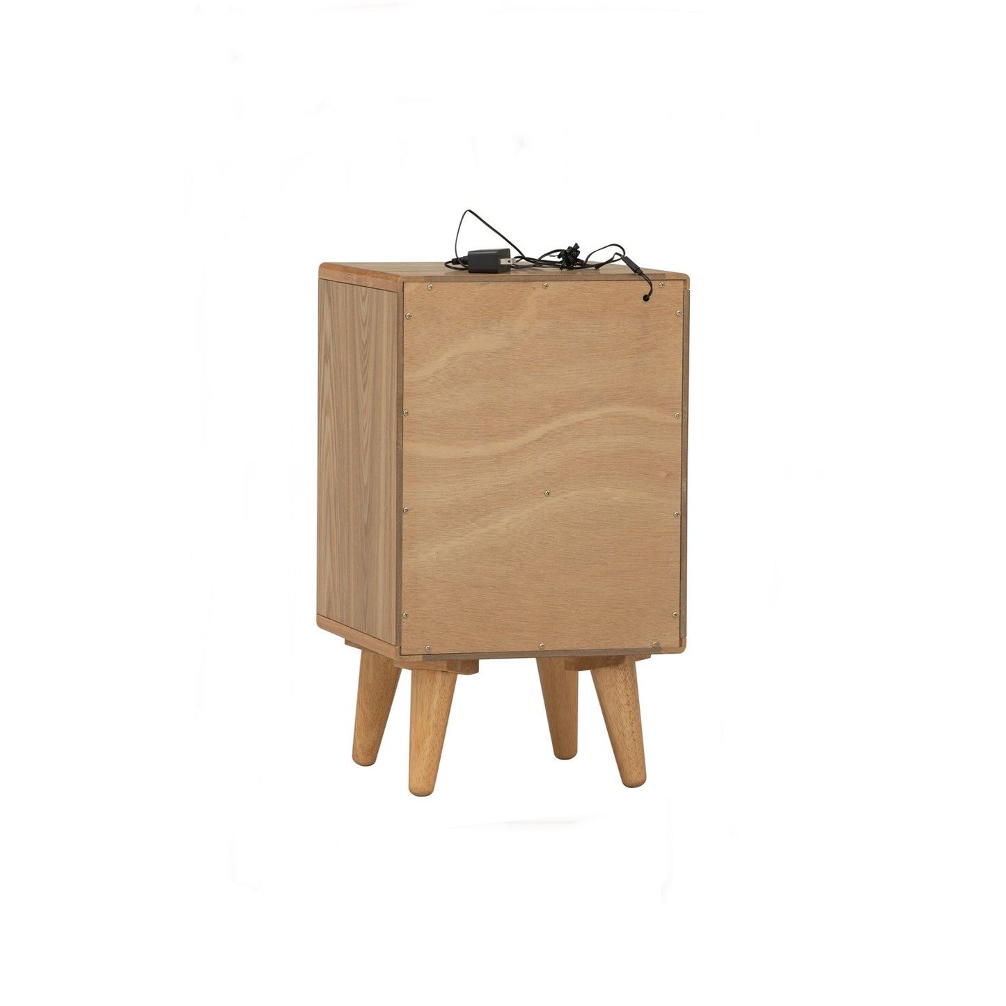 YARA Bed Side Table - Natural (With 1 Drawer + LED Light)