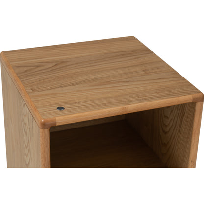 YARA Bed Side Table - Natural (With 1 Drawer + LED Light)