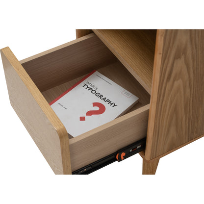 YARA Bed Side Table - Natural (With 1 Drawer + LED Light)
