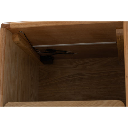 YARA Bed Side Table - Natural (With 1 Drawer + LED Light)