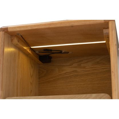 YARA Bed Side Table - Natural (With 1 Drawer + LED Light)