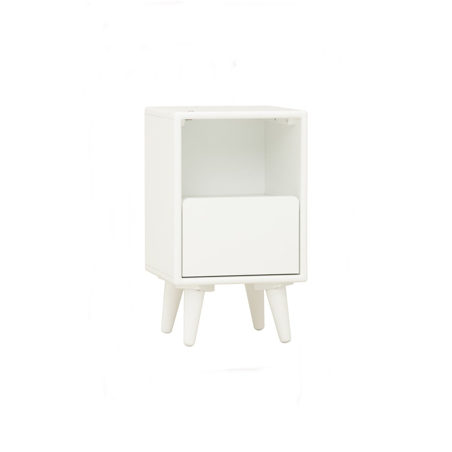 YARA Bed Side Table - White (With 1 Drawer + LED Light)