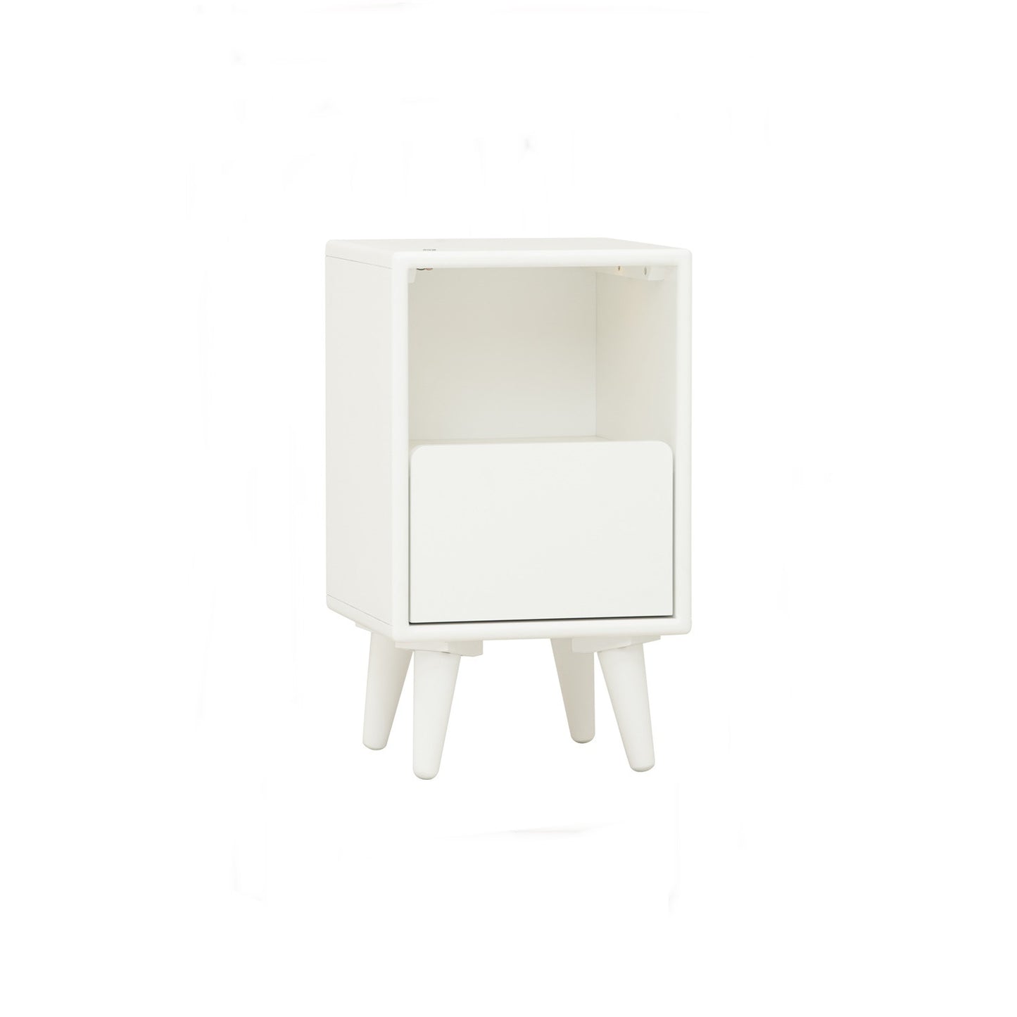 YARA Bed Side Table - White (With 1 Drawer + LED Light)