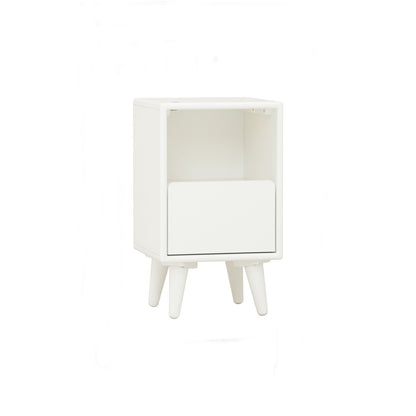 YARA Bed Side Table - White (With 1 Drawer + LED Light)