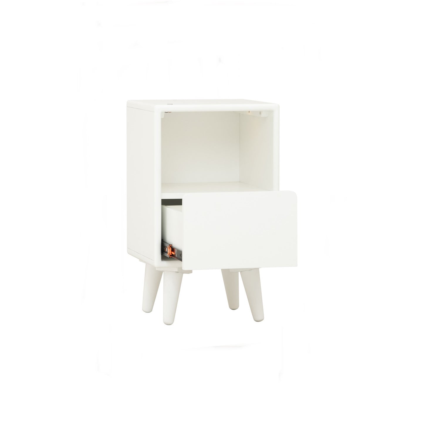 YARA Bed Side Table - White (With 1 Drawer + LED Light)
