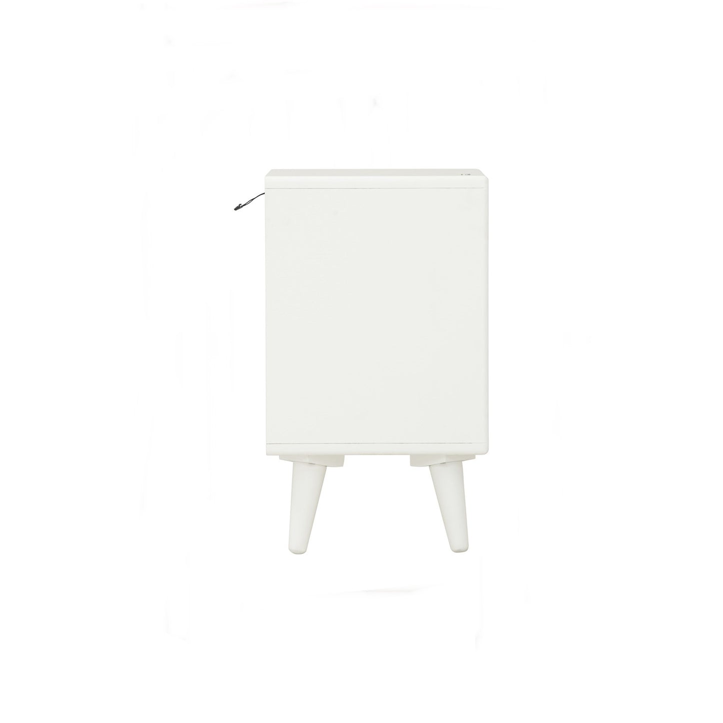 YARA Bed Side Table - White (With 1 Drawer + LED Light)