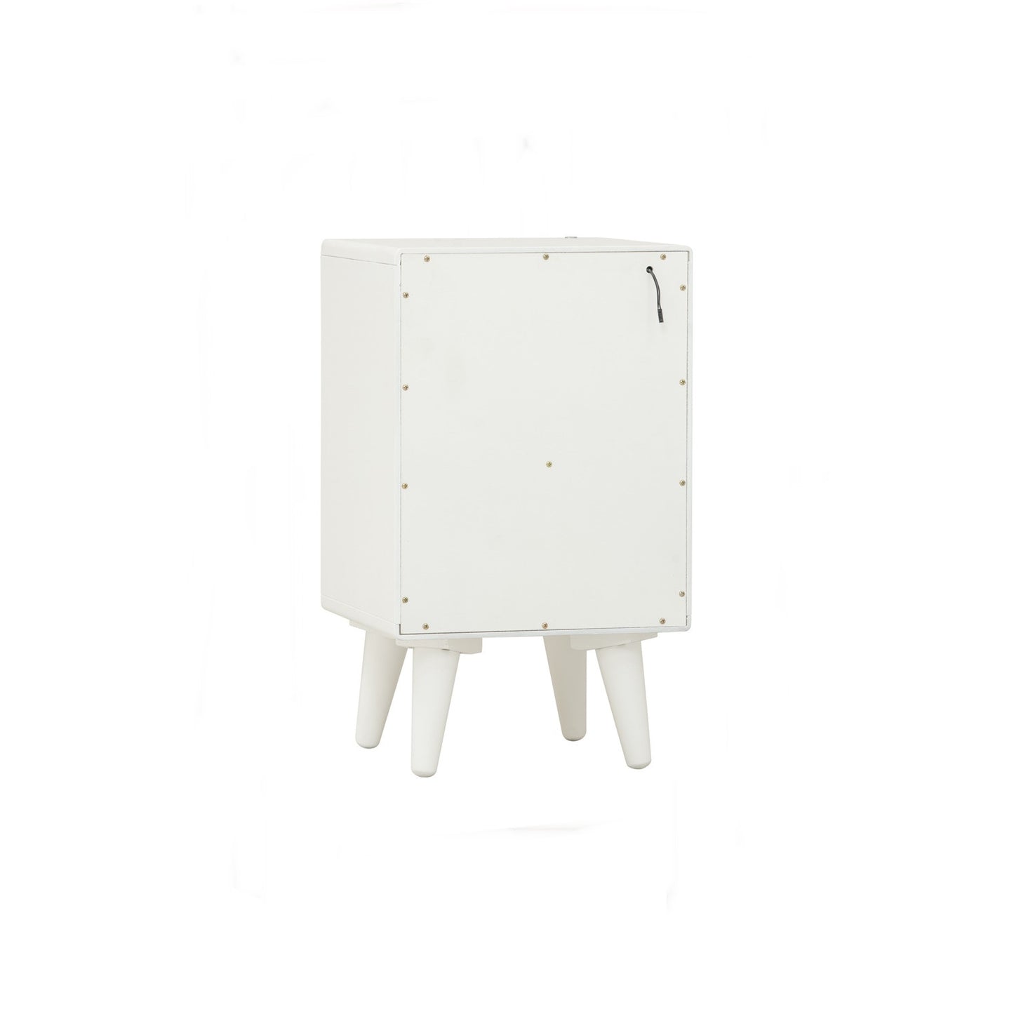 YARA Bed Side Table - White (With 1 Drawer + LED Light)