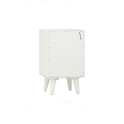 YARA Bed Side Table - White (With 1 Drawer + LED Light)