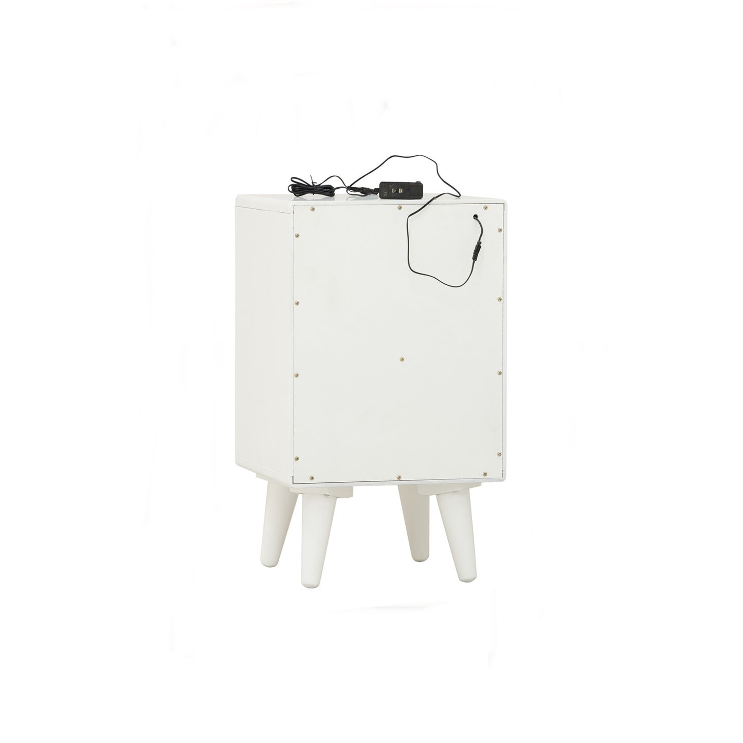 YARA Bed Side Table - White (With 1 Drawer + LED Light)