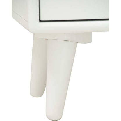 YARA Bed Side Table - White (With 1 Drawer + LED Light)