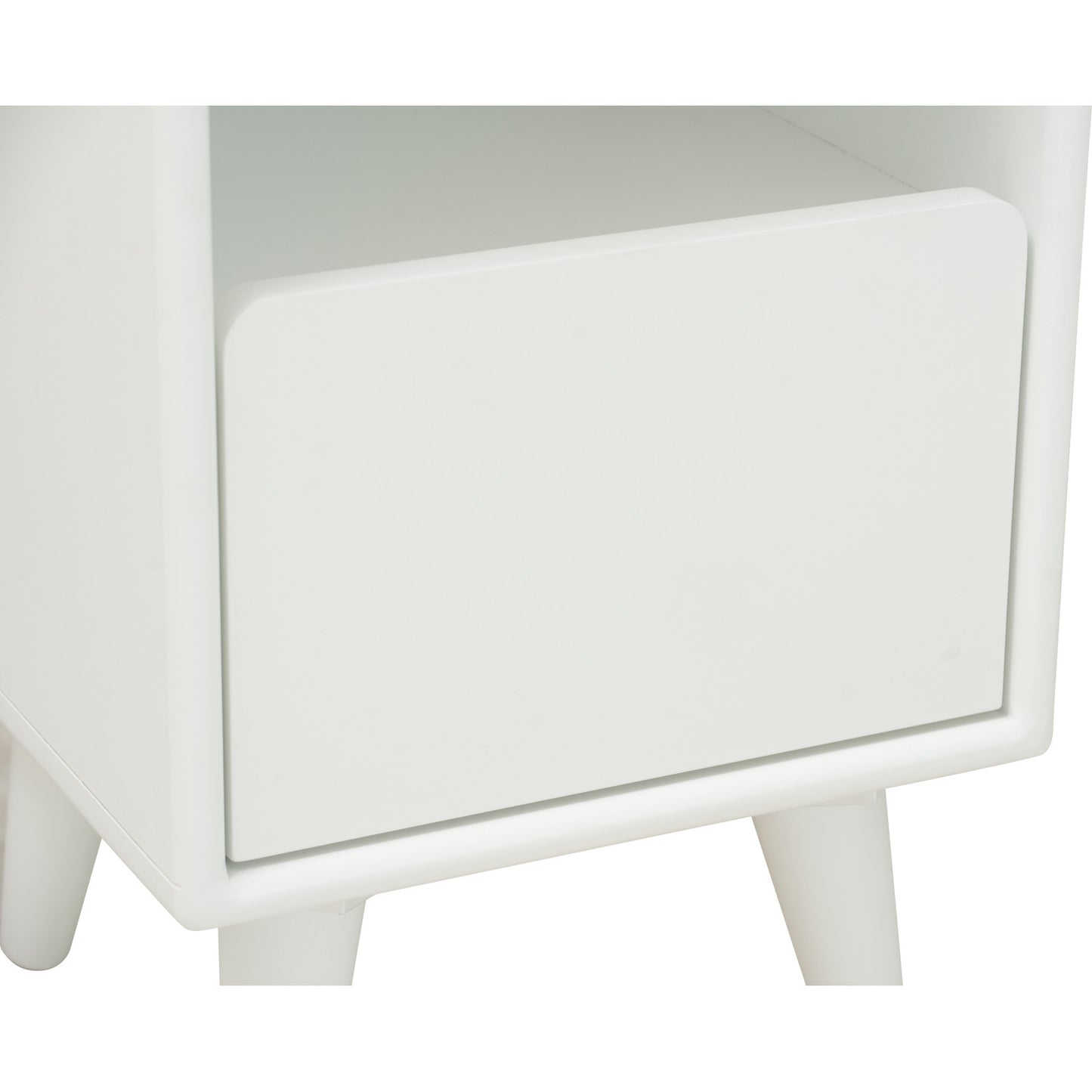 YARA Bed Side Table - White (With 1 Drawer + LED Light)