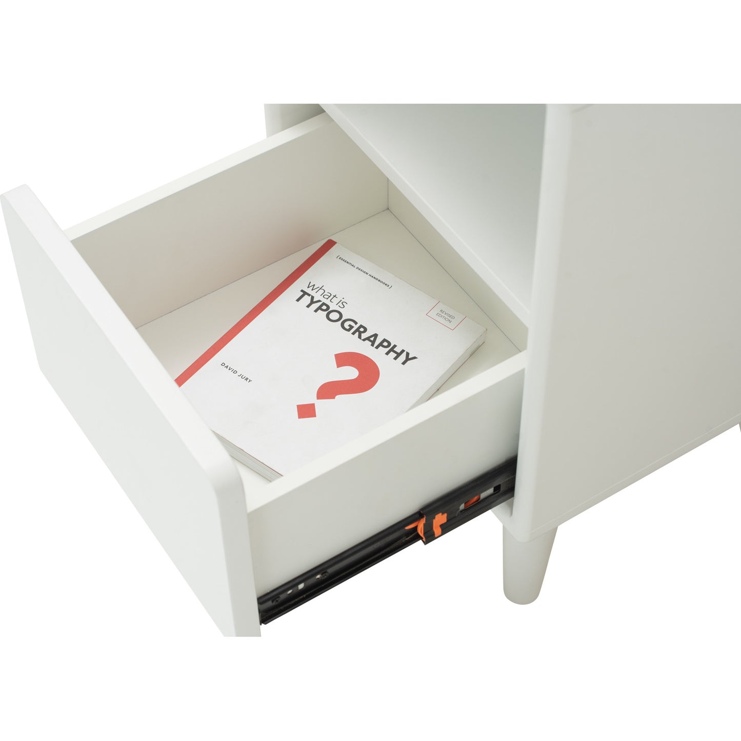YARA Bed Side Table - White (With 1 Drawer + LED Light)