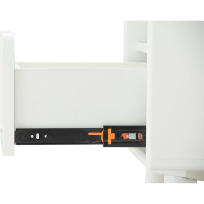 YARA Bed Side Table - White (With 1 Drawer + LED Light)