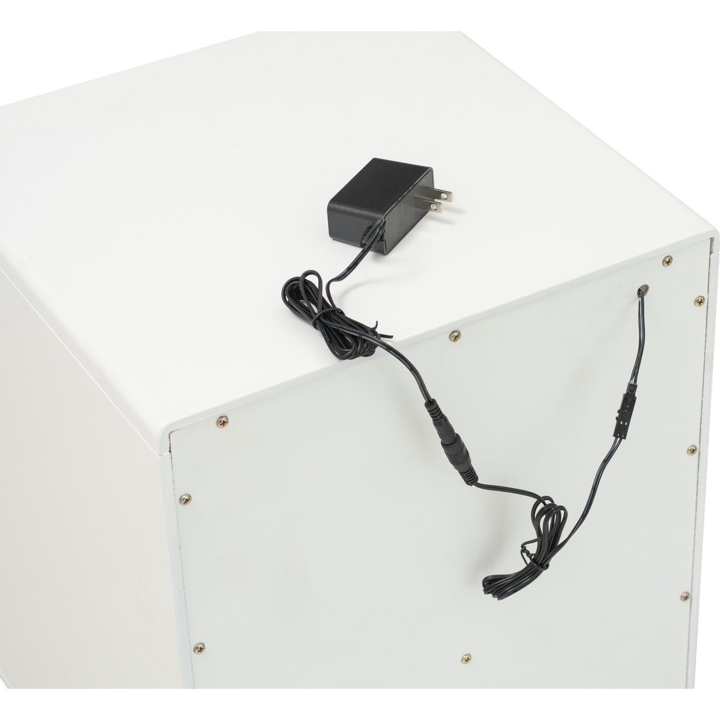 YARA Bed Side Table - White (With 1 Drawer + LED Light)
