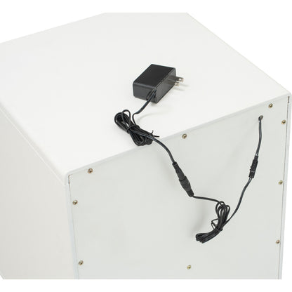YARA Bed Side Table - White (With 1 Drawer + LED Light)
